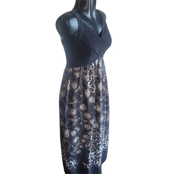 Cleo Petites Black and Brown Print Maxi Dress 6 - Picture 3 of 7